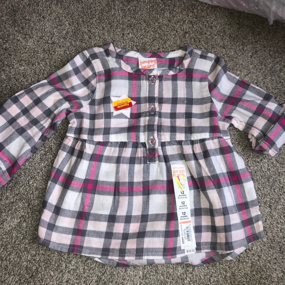 5/$25 Jumping Beans Plaid Top NWT